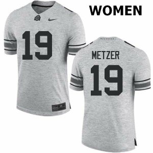 Women's Ohio State Buckeyes #19 Jake Metzer Gray Nike NCAA College Football Jersey Winter HIR6644NX